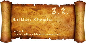 Balthes Klaudia névjegykártya